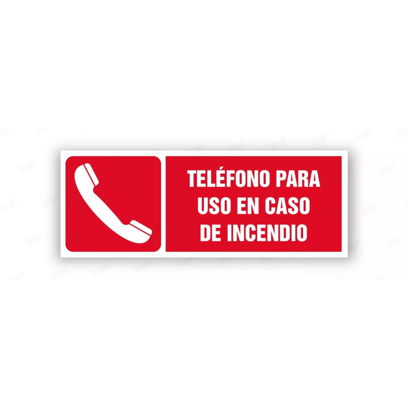 Rótulo Contra Incendios - Teléfono para uso en caso de incendio | Cod. CI- 839, Señales de Incendio