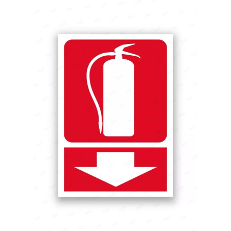 Rótulo Contra Incendios - Extintor flecha abajo | Cod. CI- 860, Señales de Incendio