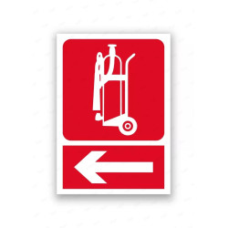 Rótulo Contra Incendios - Carro extintor flecha izquierda | Cod. CI- 864, Señales de Incendio