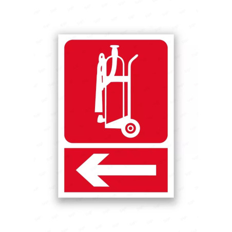 Rótulo Contra Incendios - Carro extintor flecha izquierda | Cod. CI- 864, Señales de Incendio