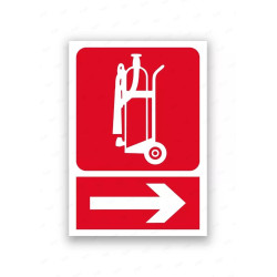 Rótulo Contra Incendios - Carro extintor flecha derecha | Cod. CI- 865, Señales de Incendio