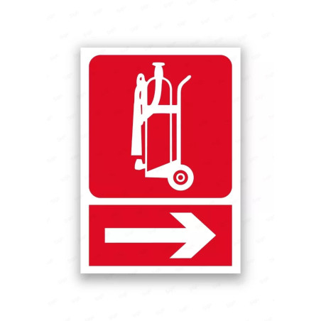 Rótulo Contra Incendios - Carro extintor flecha derecha | Cod. CI- 865, Señales de Incendio