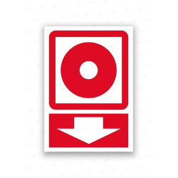 Rótulo Contra Incendios - Pulsador de alarma flecha abajo | Cod. CI- 869, Señales de Incendio