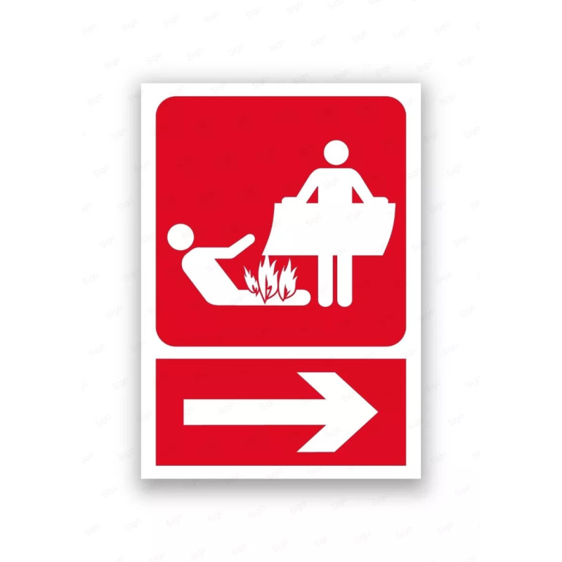 Rótulo Contra Incendios - Manta ignifuga flecha derecha | Cod. CI- 874, Señales de Incendio