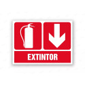 Rótulo Contra Incendios - Extintor flecha abajo | Cod. CI- 884, Señales de Incendio