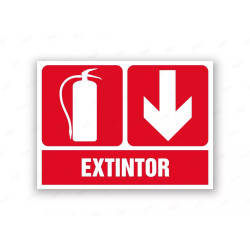 Rótulo Contra Incendios - Extintor flecha abajo | Cod. CI- 884, Señales de Incendio