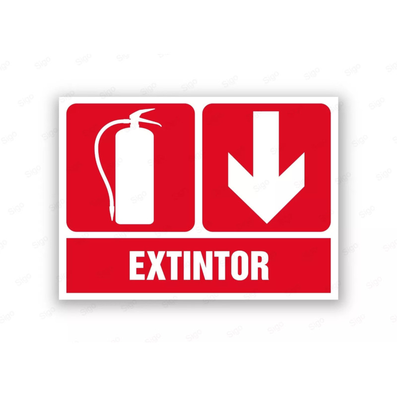 Rótulo Contra Incendios - Extintor flecha abajo | Cod. CI- 884, Señales de Incendio