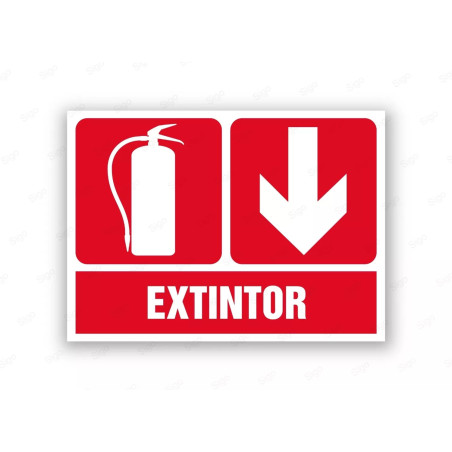 Rótulo Contra Incendios - Extintor flecha abajo | Cod. CI- 884, Señales de Incendio