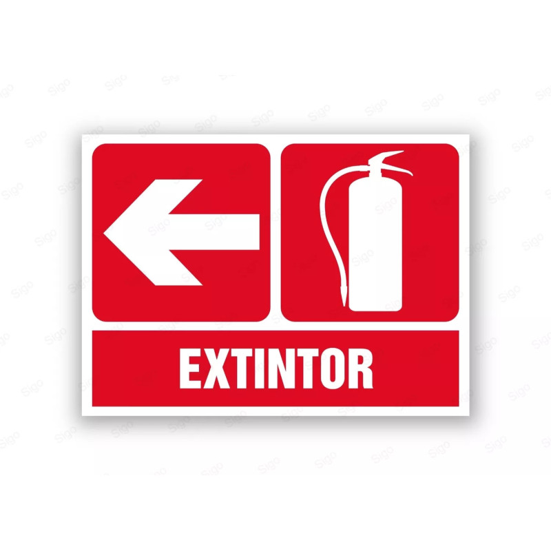 Rótulo Contra Incendios - Extintor flecha izquierda | Cod. CI- 885, Señales de Incendio