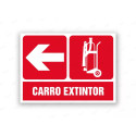 Rótulo Contra Incendios - Carro extintor flecha izquierda | Cod. CI- 888, Señales de Incendio