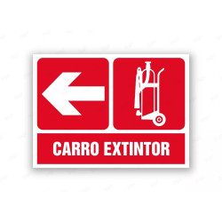 Rótulo Contra Incendios - Carro extintor flecha izquierda | Cod. CI- 888, Señales de Incendio