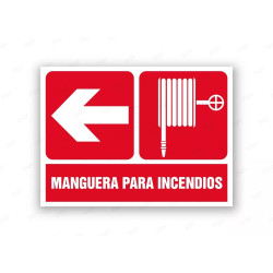 Rótulo Contra Incendios - Manguera para incendios flecha izquierda | Cod. CI- 891, Señales de Incendio