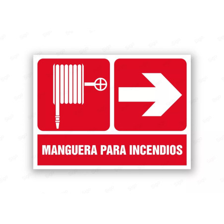 Rótulo Contra Incendios - Manguera para incendios flecha derecha | Cod. CI- 892, Señales de Incendio