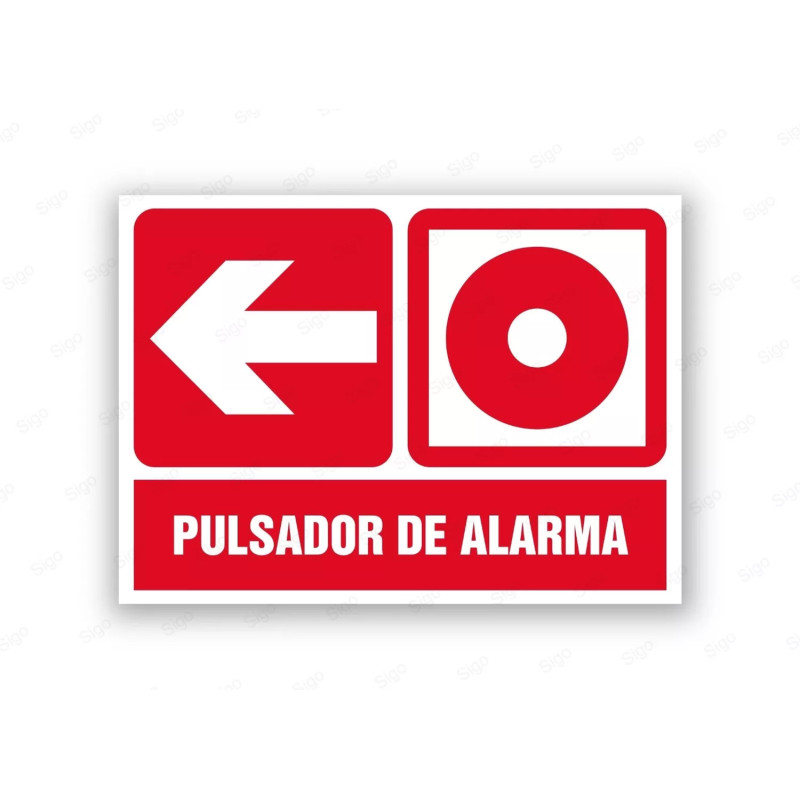 Rótulo Contra Incendios - Pulsador de alarma flecha izquierda | Cod. CI- 894, Señales de Incendio