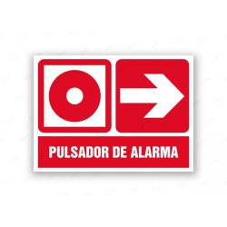 Rótulo Contra Incendios - Pulsador de alarma flecha derecha | Cod. CI- 895, Señales de Incendio