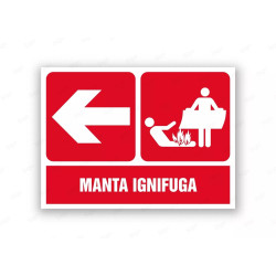 Rótulo Contra Incendios - Manta ignifuga flecha izquierda | Cod. CI- 897, Señales de Incendio