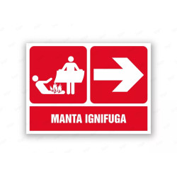 Rótulo Contra Incendios - Manta ignifuga flecha derecha | Cod. CI- 898, Señales de Incendio