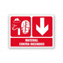 Rótulo Contra Incendios - Material contra incendios flecha abajo | Cod. CI- 902, Señales de Incendio
