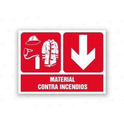 Rótulo Contra Incendios - Material contra incendios flecha abajo | Cod. CI- 902, Señales de Incendio