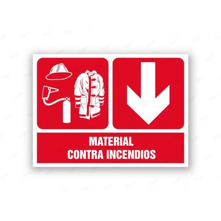 Rótulo Contra Incendios - Material contra incendios flecha abajo | Cod. CI- 902, Señales de Incendio