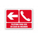 Rótulo Contra Incendios - Teléfono para uso en caso de incendio flecha izquierda | Cod. CI- 906, Señales de Incendio