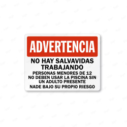 Rótulo Piscina - Advertencia No Hay Salvavidas Trabajando |Cod. POOL - 9
