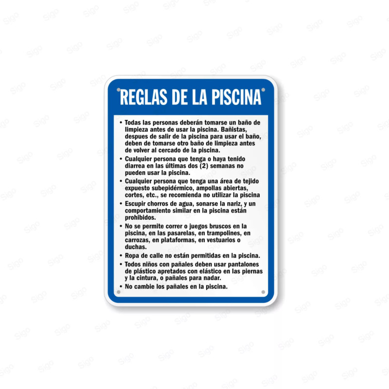 Rótulo Piscina - Reglas de la Piscina |Cod. POOL - 13
