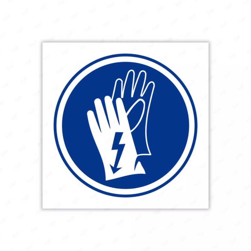 Rótulo de Obligación - Uso obligatorio de guantes dielectricos| Cod. OB-486, Señales de Obligación