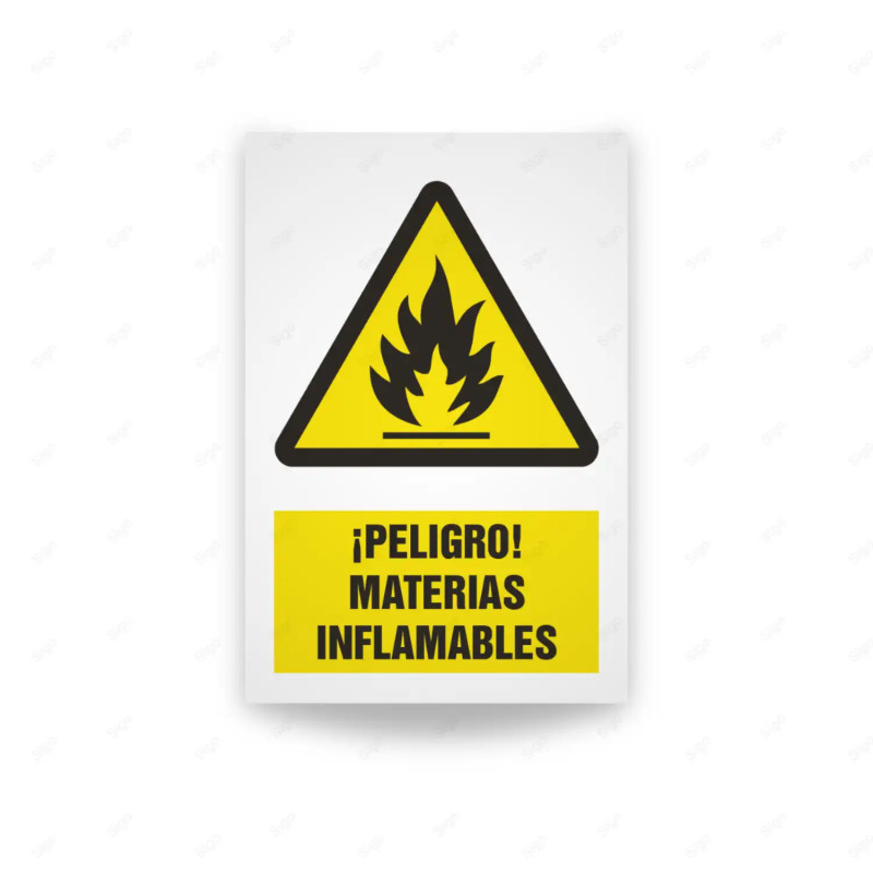Rótulo de Atención - Peligro materias inflamables  | Cod. AD - 405, Señales de Atención