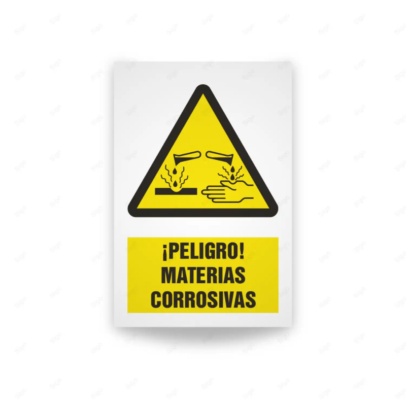 Rótulo de Atención - Peligro materias corrosivas| Cod. AD - 429, Señales de Atención