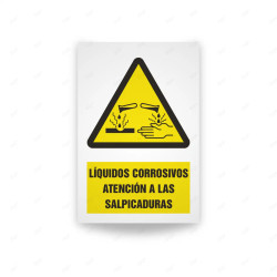 Rótulo de Atención - Liquido corrosivo atencion a la salpicaduras | Cod. AD - 432, Señales de Atención