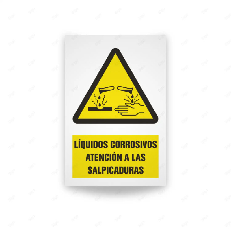 Rótulo de Atención - Liquido corrosivo atencion a la salpicaduras | Cod. AD - 432, Señales de Atención