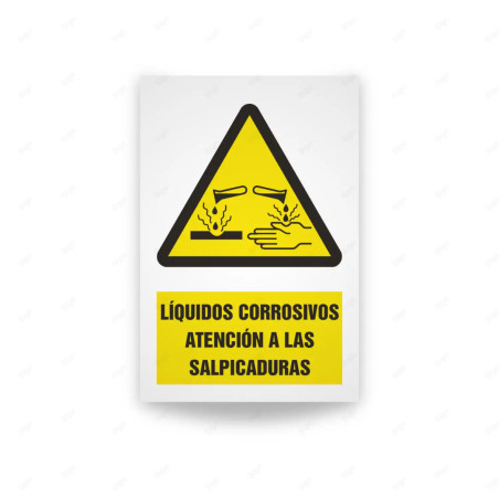 Rótulo de Atención - Liquido corrosivo atencion a la salpicaduras | Cod. AD - 432, Señales de Atención