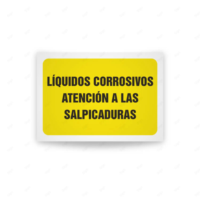 Rótulo de Atención - Liquidos corrosivos atencion a las salpicaduras | Cod. AD - 434, Señales de Atención