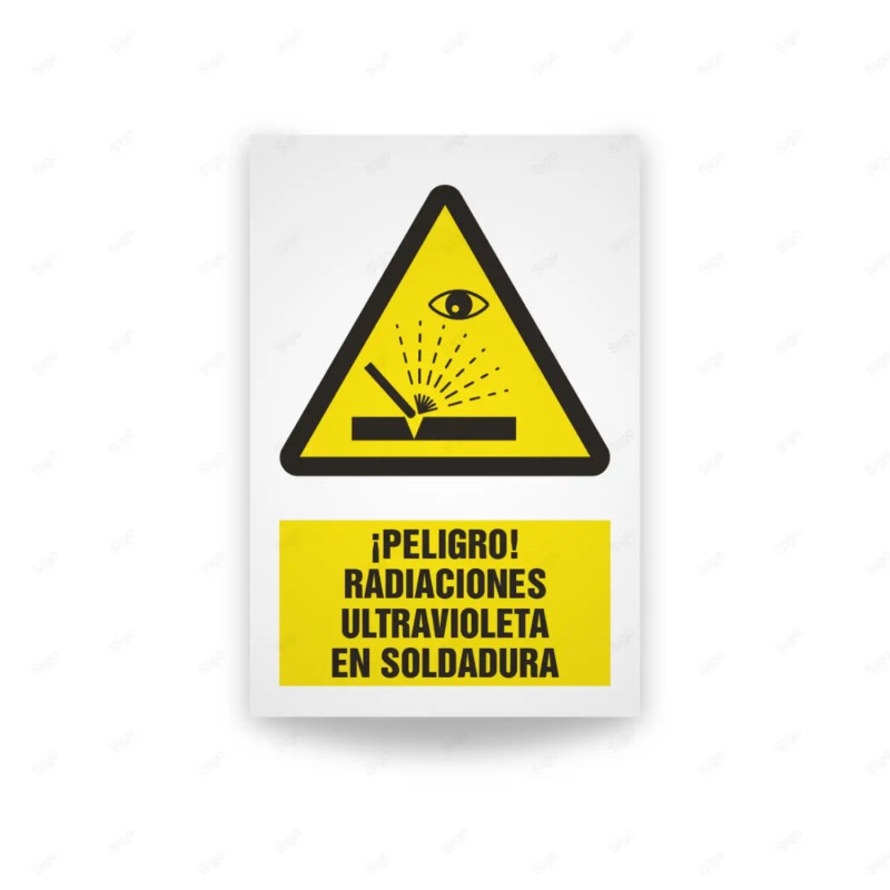 Rótulo de Atención - Peligro radiacion ultravioleta de soldadura | Cod. AD - 464, Señales de Atención