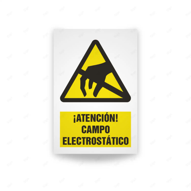 Rótulo de Atención - Atencion campo electrostatico | Cod. AD - 468, Señales de Atención