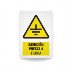 Rótulo de Atención - Atencion puesta en tierra| Cod. AD - 488, Señales de Atención