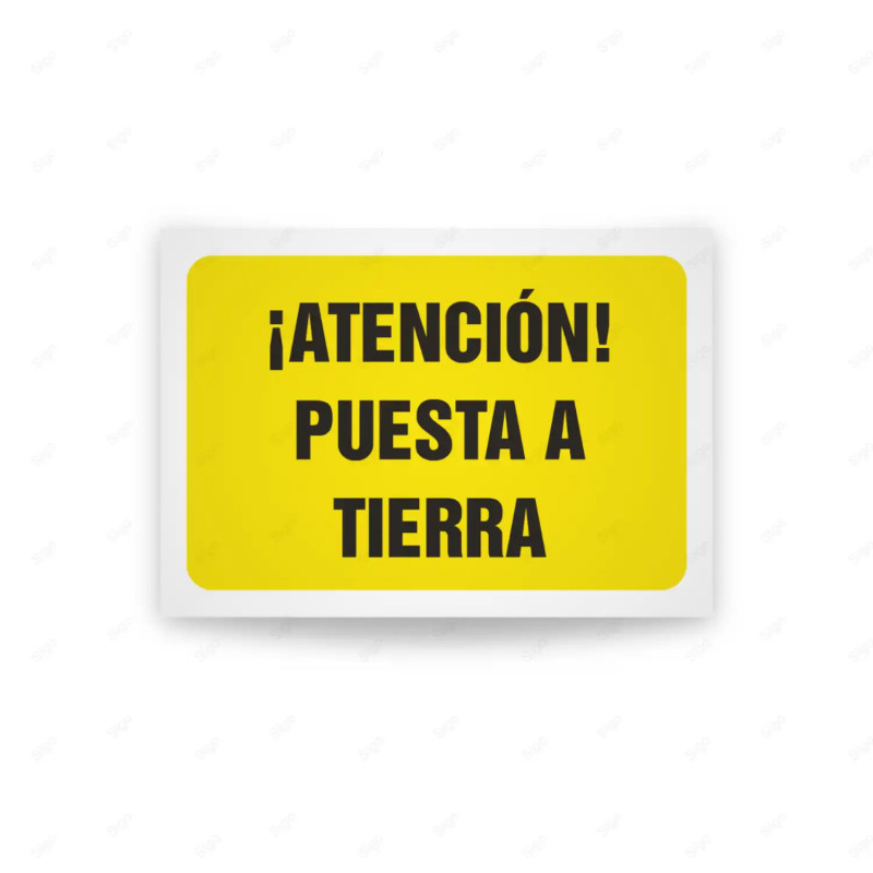 Rótulo de Atención - Atencion puesta en tierra| Cod. AD - 490, Señales de Atención