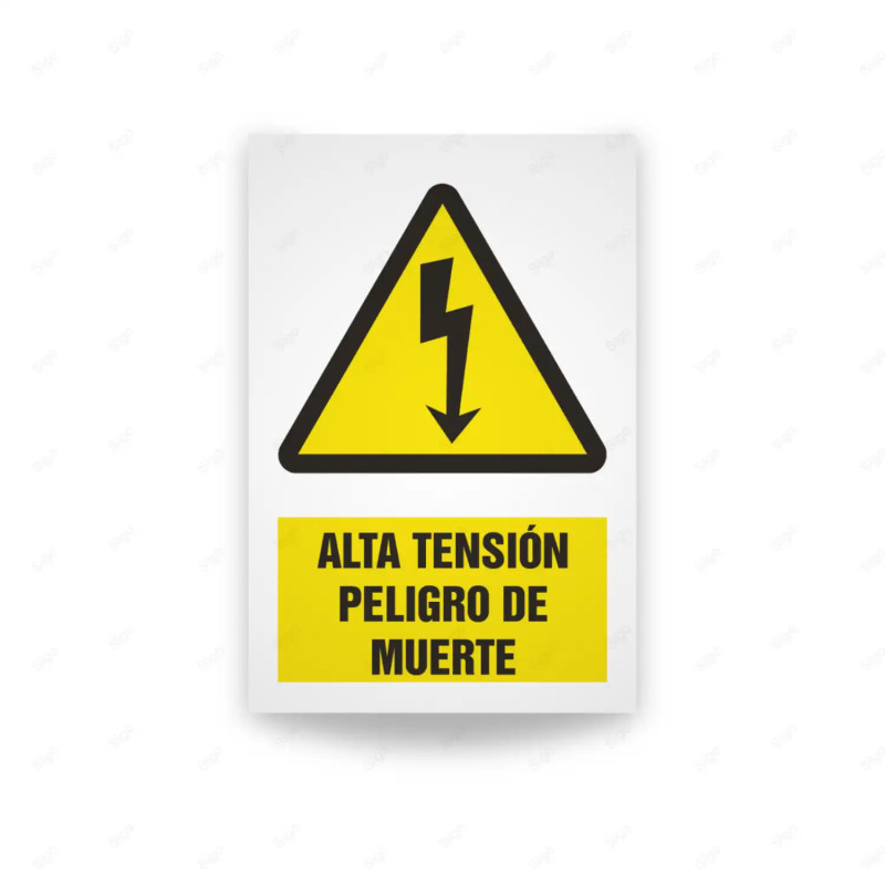 Rótulo de Atención - Alta tension peligro de muerte | Cod. AD - 497, Señales de Atención