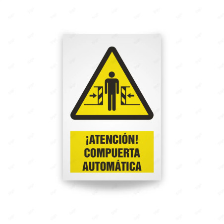 Rótulo de Atención - Atencion compuerta automatica | Cod. AD - 519, Señales de Atención