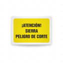 Rótulo de Atención - Atencion sierra riesgo de corte | Cod. AD - 577, Señales de Atención