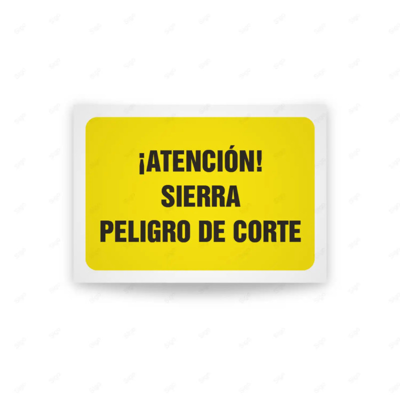 Rótulo de Atención - Atencion sierra riesgo de corte | Cod. AD - 577, Señales de Atención