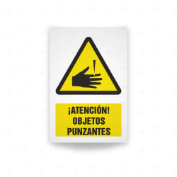 Rótulo de Atención - Atencion objetos punzantes | Cod. AD - 579, Señales de Atención