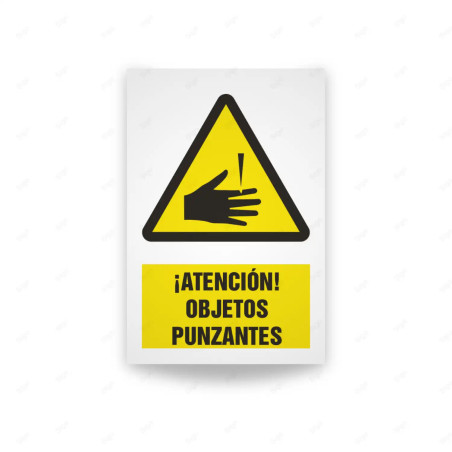 Rótulo de Atención - Atencion objetos punzantes | Cod. AD - 579, Señales de Atención