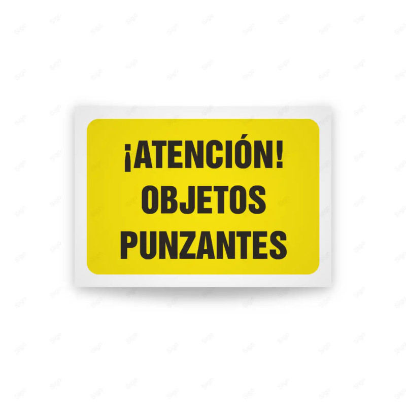 Rótulo de Atención - Atencion objetos punzantes  | Cod. AD - 581, Señales de Atención