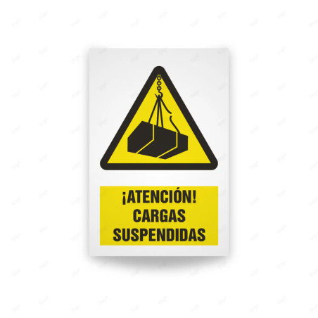 Rótulo de Atención - Atencion cargas suspendidas  | Cod. AD - 619, Señales de Atención