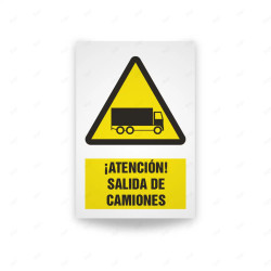 Rótulo de Atención - Atencion salida de camiones | Cod. AD - 635, Señales de Atención