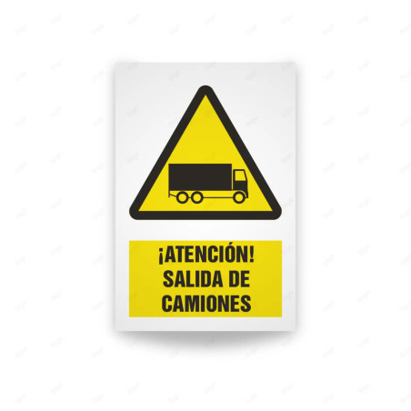 Rótulo de Atención - Atencion salida de camiones | Cod. AD - 635, Señales de Atención
