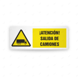 Rótulo de Atención - Atencion salida de camoiones  | Cod. AD - 636, Señales de Atención
