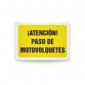 Rótulo de Atención - Atencion paso de motovolquetes | Cod. AD - 645, Señales de Atención